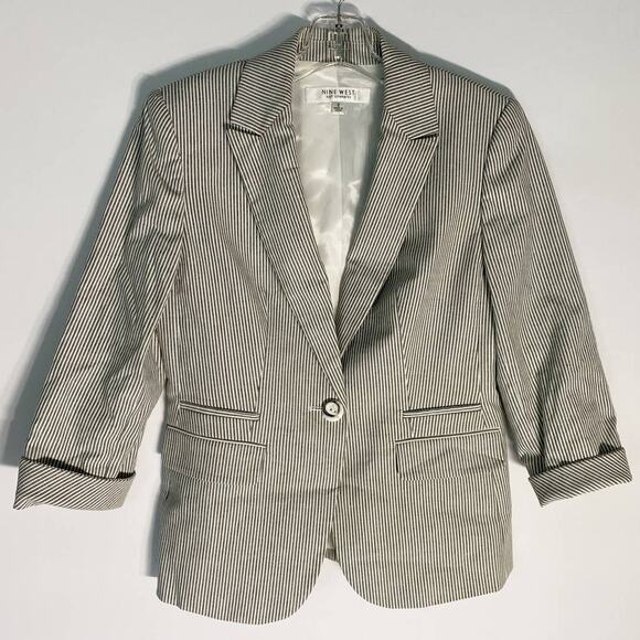 Nine West Suit‎ Separates Pinstripe Blazer Cape Town Black and White SZ 2 - Picture 1 of 9
